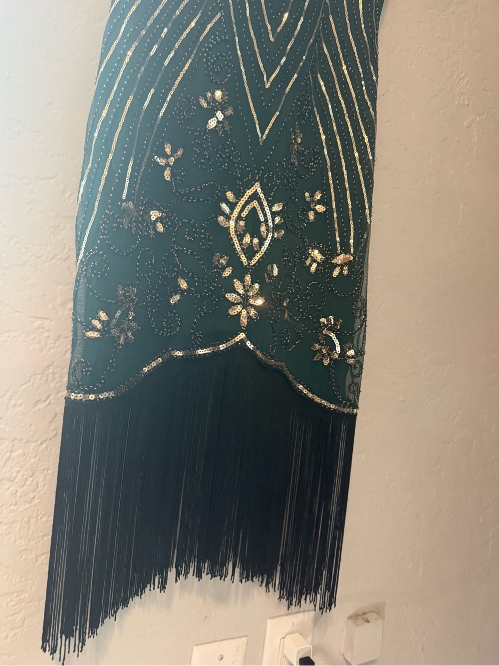 Babeyond Flapper Gatsby Fringe Sequin 1920s Dress Green - Picture 7 of 12